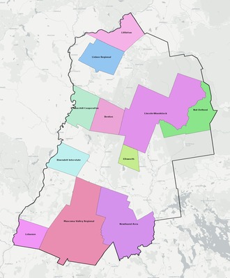 Grafton County NH school district boundaries map