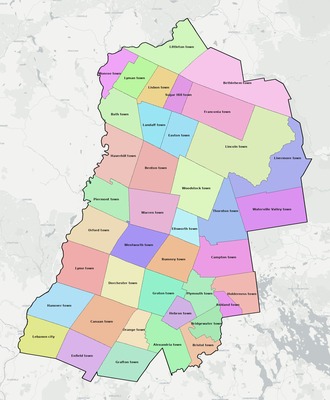Grafton County NH townships and subdivisions map