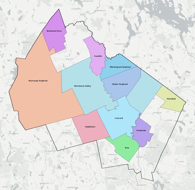 Merrimack County NH school district boundaries map