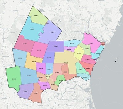 Rockingham County NH ZIP code map preview