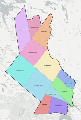 Strafford County NH townships and subdivisions map