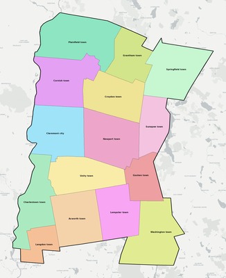 Sullivan County NH townships and subdivisions map