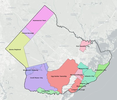Atlantic County NJ school district boundaries map
