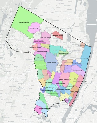 Bergen County NJ school district boundaries map