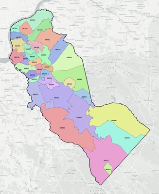 Camden County NJ ZIP code boundaries map
