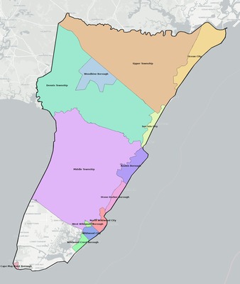 Cape May County NJ school district boundaries map