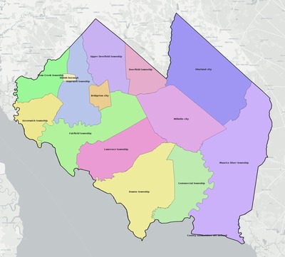 Cumberland County NJ townships and subdivisions map