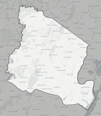 Essex County NJ county basemap context