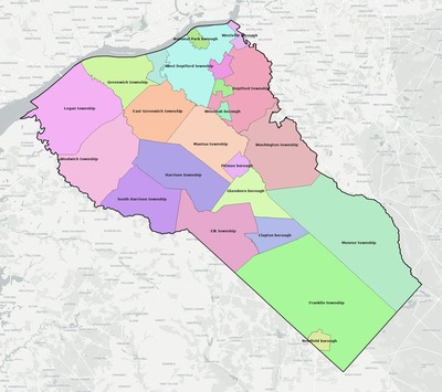 Gloucester County NJ townships and subdivisions map