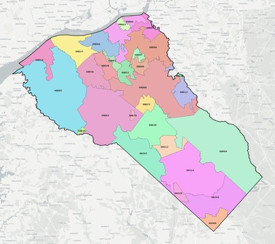 Gloucester County NJ ZIP code boundaries map