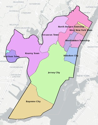 Hudson County NJ school district boundaries map