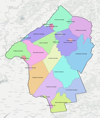 Hunterdon County NJ townships and subdivisions map