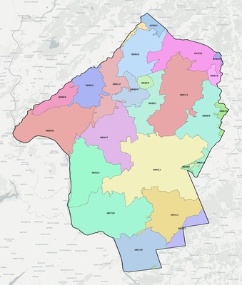 Hunterdon County NJ ZIP code boundaries map