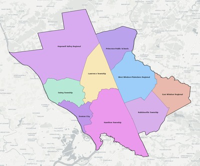 Mercer County NJ school district boundaries map