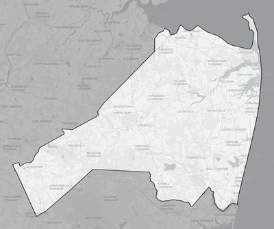 Monmouth County NJ county basemap context