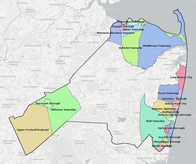 Monmouth County NJ school district boundaries map