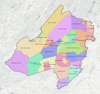 Morris County NJ townships and subdivisions map
