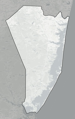 Ocean County NJ county basemap context