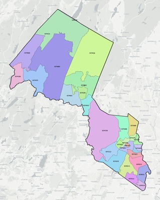 Passaic County NJ ZIP code boundaries map