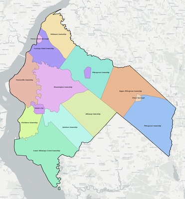 Salem County NJ townships and subdivisions map
