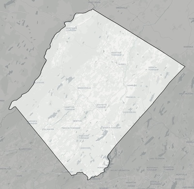 Sussex County NJ county basemap context