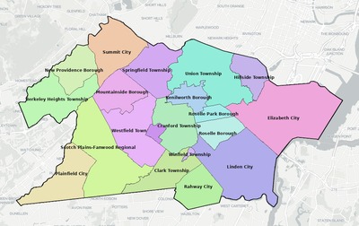 Union County NJ school district boundaries map