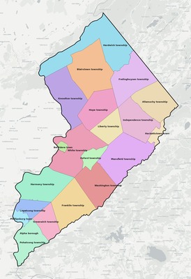 Warren County NJ townships and subdivisions map