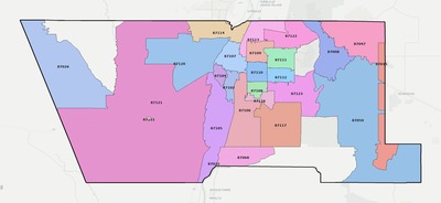 Bernalillo County NM ZIP code boundaries map