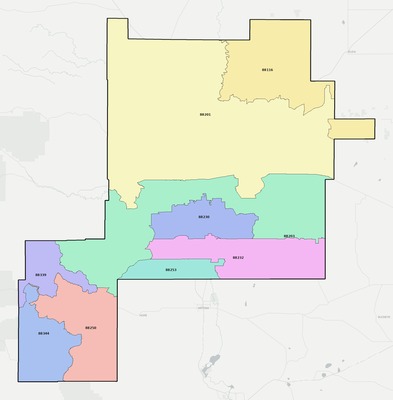 Chaves County NM ZIP code boundaries map
