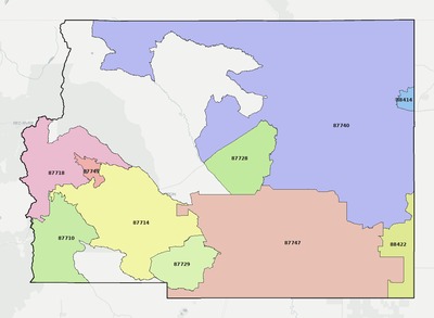 Colfax County NM ZIP code boundaries map