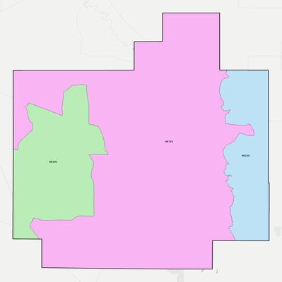 De Baca County NM ZIP code boundaries map