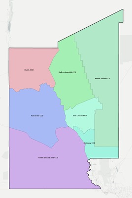 Doña Ana County NM townships and subdivisions map