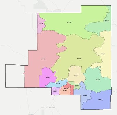 Lincoln County NM ZIP code boundaries map