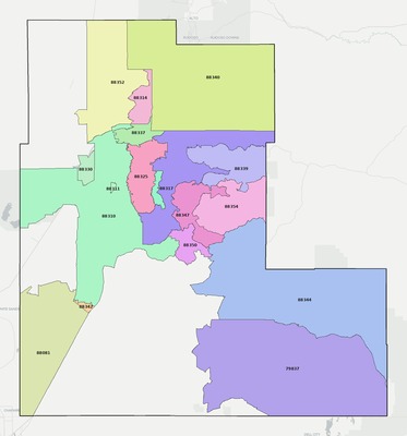 Otero County NM ZIP code boundaries map