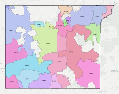 San Juan County NM ZIP code boundaries map