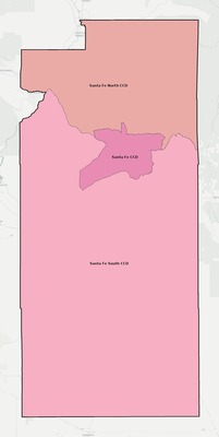 Santa Fe County NM townships and subdivisions map