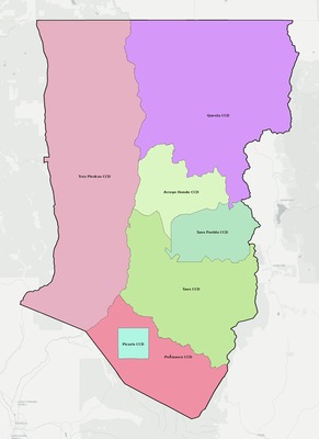 Taos County NM townships and subdivisions map