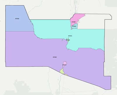 Valencia County NM ZIP code boundaries map