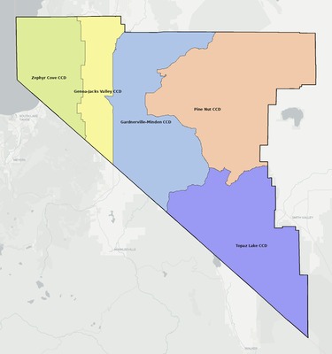 Douglas County NV townships and subdivisions map
