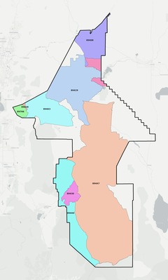 Lyon County NV ZIP code boundaries map