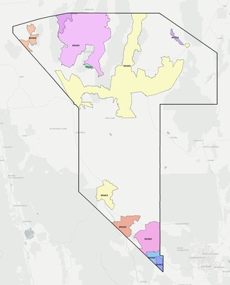 Nye County NV ZIP code boundaries map