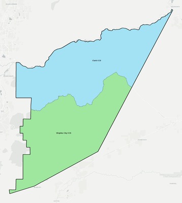 Storey County NV townships and subdivisions map