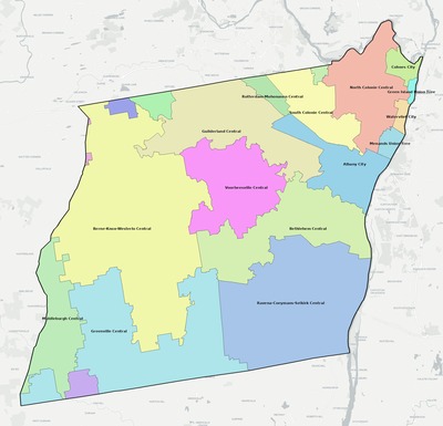 Albany County NY school district boundaries map