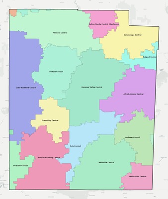 Allegany County NY school district boundaries map