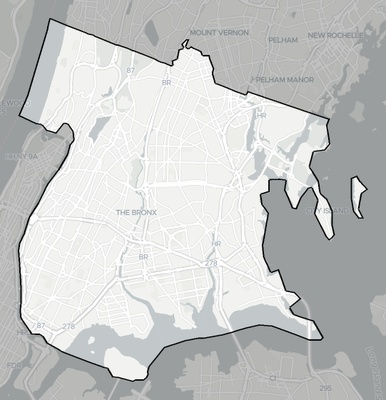Bronx County NY county basemap context