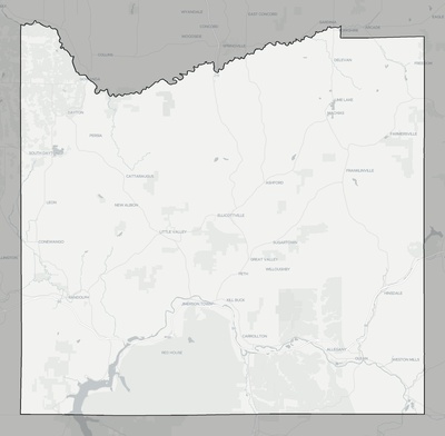 Cattaraugus County NY county basemap context