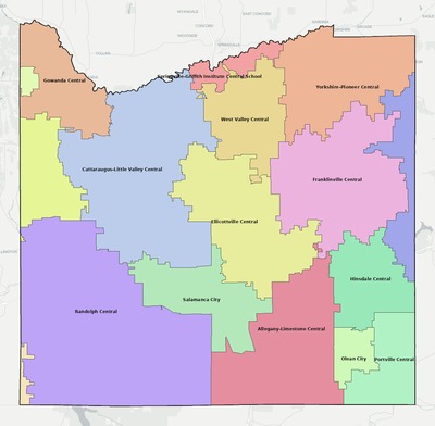 Cattaraugus County NY school district boundaries map