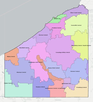 Chautauqua County NY school district boundaries map