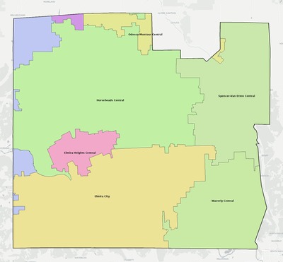 Chemung County NY school district boundaries map