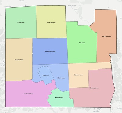 Chemung County NY townships and subdivisions map